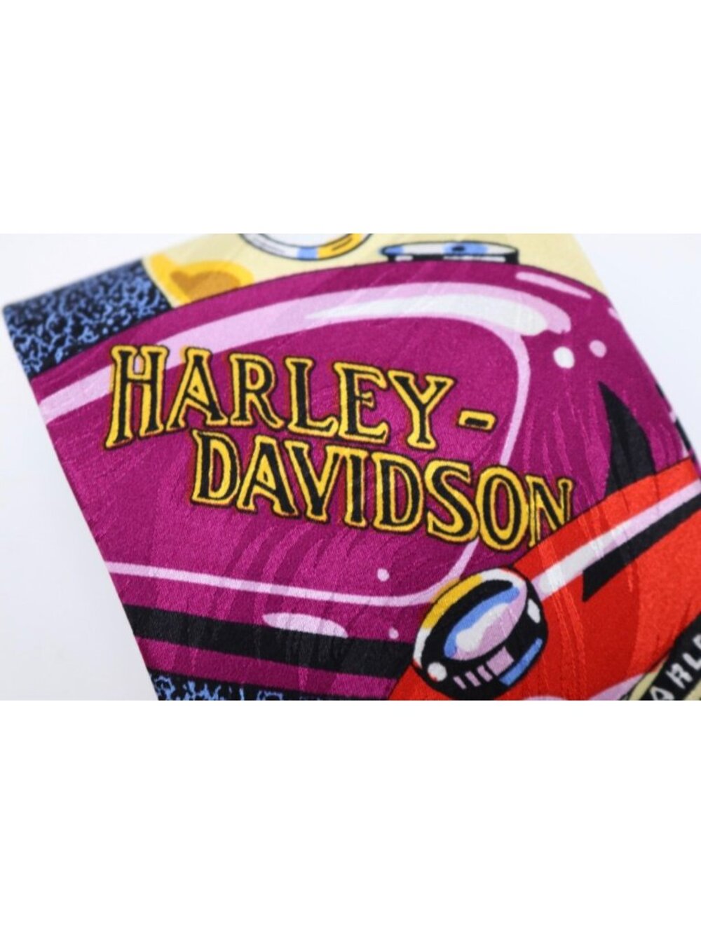 Harley Davidson Pop Art Biker Core Tie Silk Eclectric Grandpa Motorcycle Novelty - Picture 5 of 11